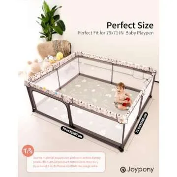 Joypony Baby Play Mat 79x 71 Inch, Extra Large Foldable Play Mats for Babies and Toddlers, Waterproof & Anti-Slip Portable Baby Floor Mat for Tummy Time, Non Toxic Foam Play Mat for Floor Travel Bag