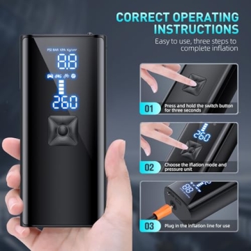 GJOSYOI Tire Inflator, Portable Air Compressor for Quick Tire Inflation at 150PSI