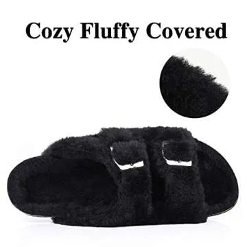 KIDMI Fuzzy Slippers with Cork Footbed and Arch Support
