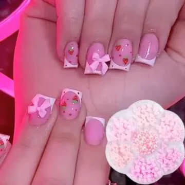 Colorful Bow Pearl Nail Charms for Creative Nail Art