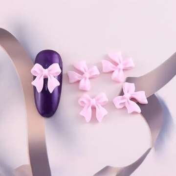 Colorful Bow Pearl Nail Charms for Creative Nail Art