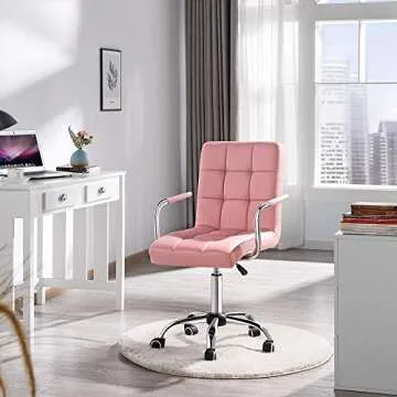 Pink PU Leather Height Adjustable Office Chair