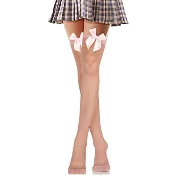Cute Pink Bow Thigh High Stockings for Women