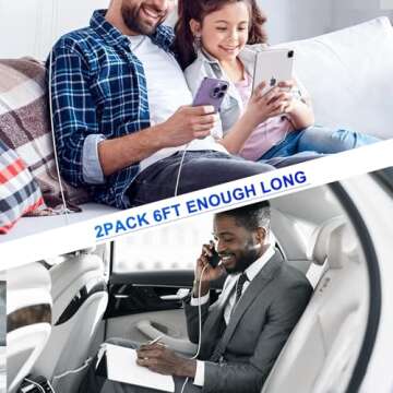 USB C to Lightning Cable [Apple MFi Certified] 2Pack 6FT iPhone Fast Charger Cable Power Delivery Type C Charging Cord Compatible with iPhone 14 13 12 11 Pro Max X XS XR 8 7 6s Plus SE，White