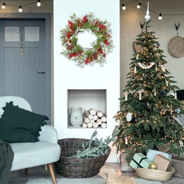 19 Inch Artificial Christmas Wreath for Front Door Decor