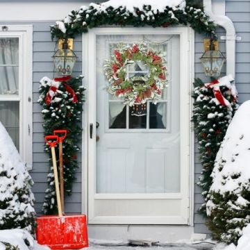 19 Inch Artificial Christmas Wreath for Front Door Decor