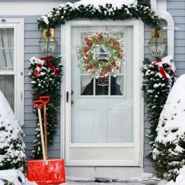 19 Inch Artificial Christmas Wreath for Front Door Decor