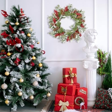 19 Inch Artificial Christmas Wreath for Front Door Decor