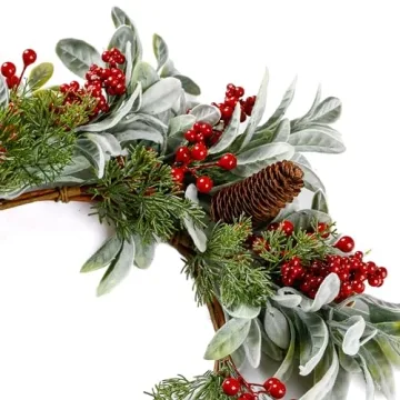 19 Inch Artificial Christmas Wreath for Front Door Decor