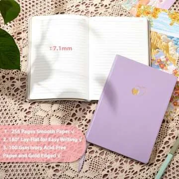 CAGIE Lined Journal Notebook for Women and Girls 256 Pages Cute Diary with Heart-Shaped Leather Journals for Writing A5 Soft Cover Notebooks for Work School (02 Purple, A5)
