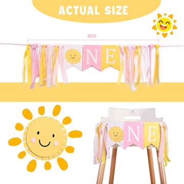 WAHAWU Sunshine Highchair Banner Girl - You Are My Sunshine Banner , Summer Girl First Birthday Bann...