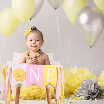 WAHAWU Sunshine Highchair Banner Girl - You Are My Sunshine Banner , Summer Girl First Birthday Banner , One in the Sun 1st Birthday , Photo Decoration Props , One Banner Sun (Sunshine Banner for 1st Birthday)