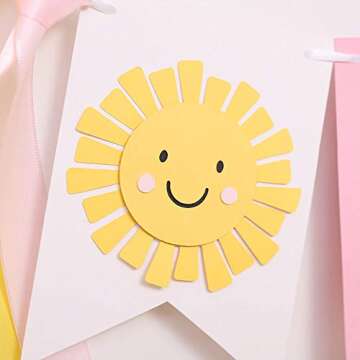 WAHAWU Sunshine Highchair Banner Girl - You Are My Sunshine Banner , Summer Girl First Birthday Banner , One in the Sun 1st Birthday , Photo Decoration Props , One Banner Sun (Sunshine Banner for 1st Birthday)