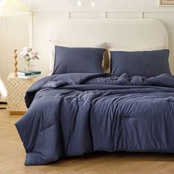 ROSGONIA Navy Blue King Size Comforter Set - All Season Bedding