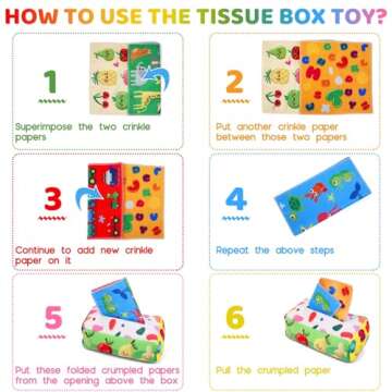 YOGINGO Baby Toys 6 to 12 Months - Tissue Box Toy Montessori for Babies 6-12 Months, Soft Stuffed High Contrast Crinkle Infant Sensory Toys, Boys&Girls Kids Early Learning Gifts