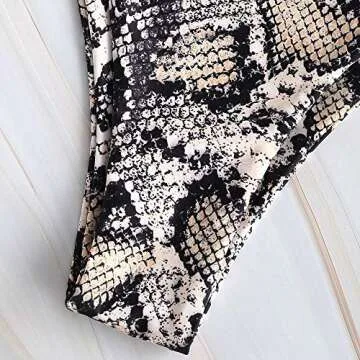 ZAFUL Women's Snakeskin Print High Cut Bikini Set