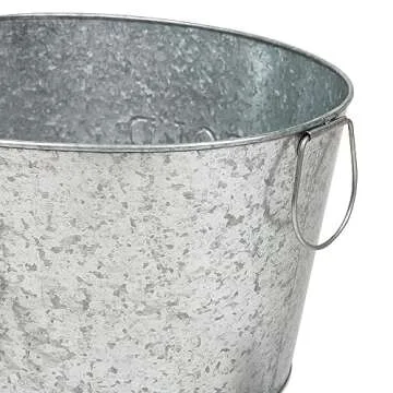 Mind Reader Ice Beverage Bucket for Parties, Wine Bucket, Baby Photos, Galvanized Metal, 19.5"L x 14.25"W x 10.5"H, Silver