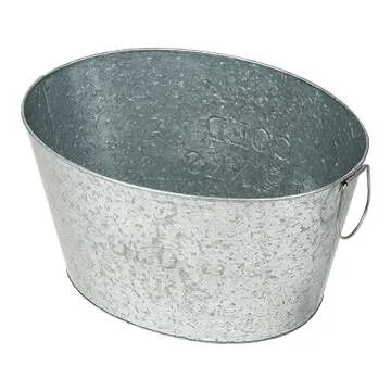 Mind Reader Ice Beverage Bucket for Parties, Wine Bucket, Baby Photos, Galvanized Metal, 19.5"L x 14.25"W x 10.5"H, Silver
