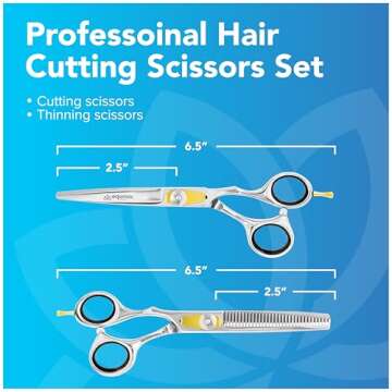 Equinox Professional Hair Scissors Set - Includes Barber Scissors & Thinning Shears for Hair Cutting...