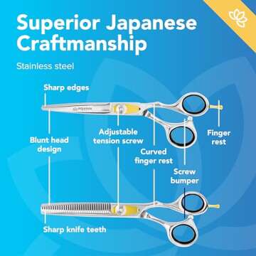 Equinox Professional Hair Scissors Set - Includes Barber Scissors & Thinning Shears for Hair Cutting & Grooming, Premium Japanese Stainless Steel Hair Cutting Scissors, Barber Accessories & Hair Tools