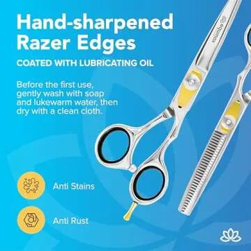 Equinox Professional Hair Scissors Set - Includes Barber Scissors & Thinning Shears for Hair Cutting & Grooming, Premium Japanese Stainless Steel Hair Cutting Scissors, Barber Accessories & Hair Tools