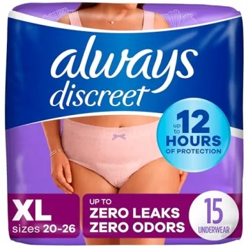 Always Discreet Adult Incontinence & Postpartum Underwear for Women, Classic Cut, Size X-Large, Maxi...