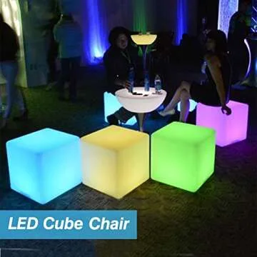 YESIE 16-Inch Cordless LED Cube Chair Light,Detachable Easy Charging,Remote Control Side Table,Accent Lava Lamp,16 RGB Colors Tesseract Cube Mood Lamp for Adult