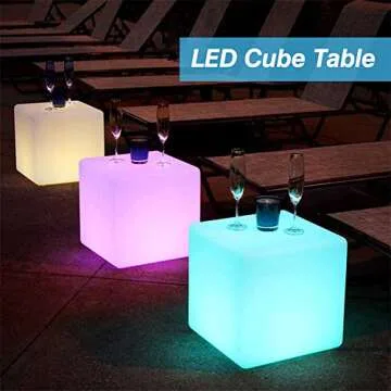 YESIE 16-Inch Cordless LED Cube Chair Light,Detachable Easy Charging,Remote Control Side Table,Accent Lava Lamp,16 RGB Colors Tesseract Cube Mood Lamp for Adult