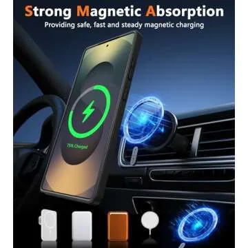 FNTCASE for Samsung Galaxy S25-Ultra Case: Magnetic Matte Military Grade Drop Protection Translucent Cell Phone Cover - Slim Rugged Durable Shockproof Protective Phonecase - 6.9 inches (Black)