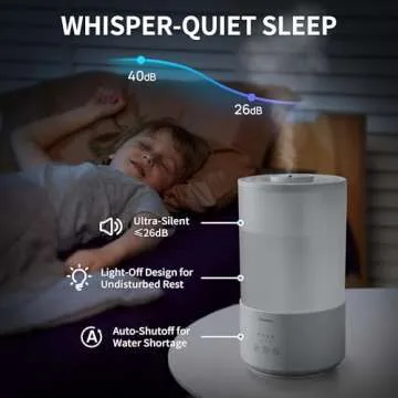 Clarston Humidifiers for Bedroom, 4L Cool Mist Humidifier with Essential Oils Diffuser and Nightlight, Top Fill Humidifiers for Home Large Room, Timer, Auto Shut-off, 40H Runtime