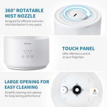 Clarston Humidifiers for Bedroom, 4L Cool Mist Humidifier with Essential Oils Diffuser and Nightlight, Top Fill Humidifiers for Home Large Room, Timer, Auto Shut-off, 40H Runtime