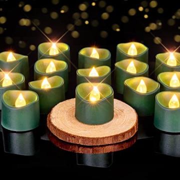 Homemory Green Tea Lights Candles Battery Operated, 200+Hour Flameless Flickering Fake Electric LED ...