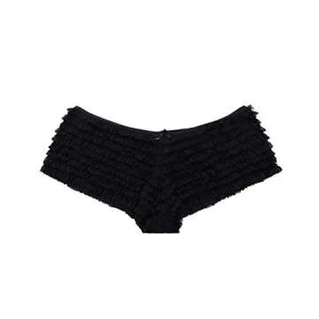 SHARICCA Womens Sexy Mesh Ruffle Panties Booty Boy Shorts Underwear (Black, S/M)