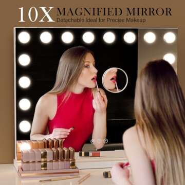 Uliyati Vanity Mirror with Lights,18 LED Bulbs,31"x 23" Large Hollywood Lighted Vanity Mirror with Lights,3 Colors Modes,Touch Control,USB & Type-C Charging Port,10X Mirror,Tabletop or Wall-Mount
