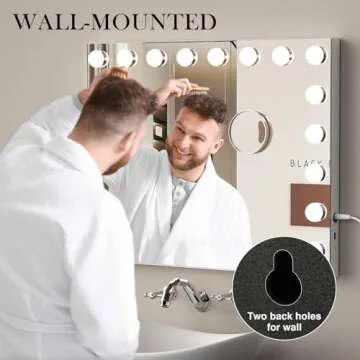 Uliyati Vanity Mirror with Lights,18 LED Bulbs,31"x 23" Large Hollywood Lighted Vanity Mirror with Lights,3 Colors Modes,Touch Control,USB & Type-C Charging Port,10X Mirror,Tabletop or Wall-Mount