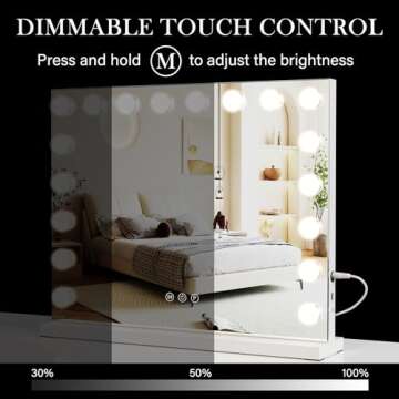 Uliyati Vanity Mirror with Lights,18 LED Bulbs,31"x 23" Large Hollywood Lighted Vanity Mirror with Lights,3 Colors Modes,Touch Control,USB & Type-C Charging Port,10X Mirror,Tabletop or Wall-Mount