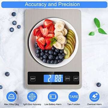Zibet 33lb Rechargeable Digital Kitchen Scale for Cooking