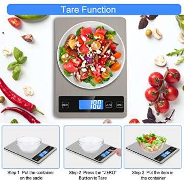 Zibet 33lb Rechargeable Digital Kitchen Scale for Cooking