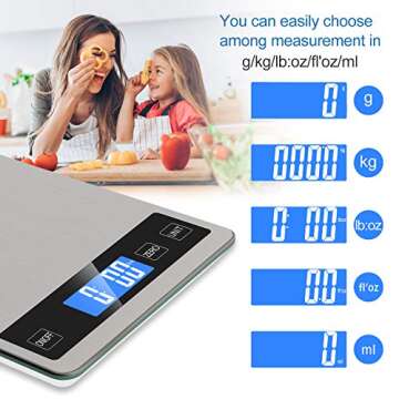 Zibet 33lb Rechargeable Digital Kitchen Scale for Cooking