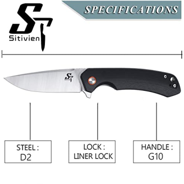 Sitivien ST118 Folding Knife with D2 Blade and G10 Handle