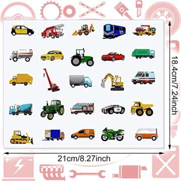 500 Pcs Truck Car Transportation Stickers for Kids - Ideal for Crafts and Parties