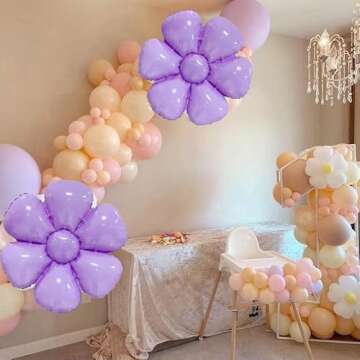 Flower Party Balloons for Happy Kids Birthday Decor
