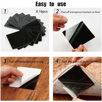 GDLCYYDS Class7 16 PCS Grippers of Rug Pad, Non-Slip Carpet Gripper for Hardwood Floors and Tile, Re...