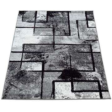 Area Rug Modern Abstract Paint Effect in Black Grey, Size: 2' x 3'3"