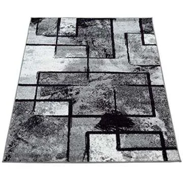 Area Rug Modern Abstract Paint Effect in Black Grey, Size: 2' x 3'3"