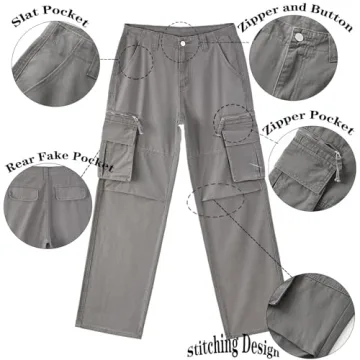 Trendy EMMIOL Cargo Pants Women Low Waist Relaxed Fit