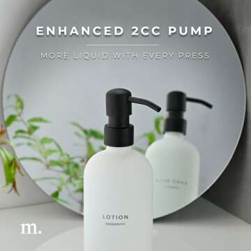 MaisoNovo Soap Dispenser 3-Piece Set | 16.9oz White Bottles with Black Stainless Steel Pumps