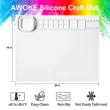 AWOKE 20"X16" Silicone Painting Mat with Water Cup