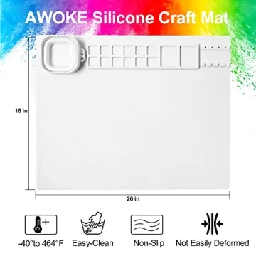 AWOKE 20"X16" Silicone Painting Mat with Water Cup
