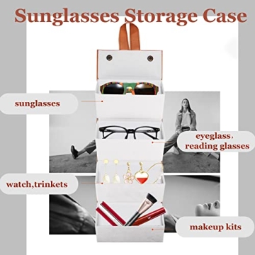 ANYGIFT Sunglasses Travel Organizer 4 Slots Portable & Stylish